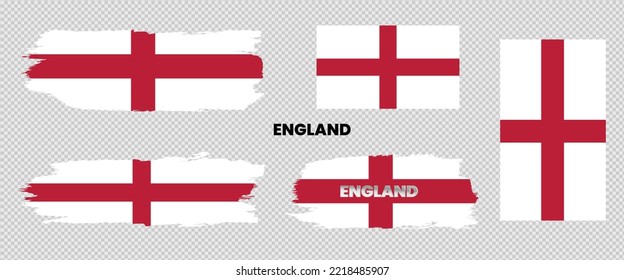 England Flags vector illustration set