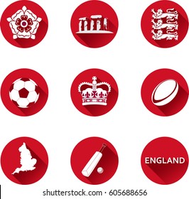 England Flat Icon Set. Vector graphic icons and images representing England.