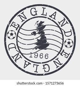 England Football 1966 Stamp Postal. Soccer Silhouette Seal. Ball Round Design. Vector Icon. Design Retro.
