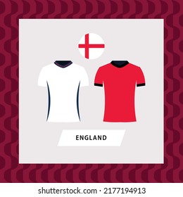 England Football National Team Uniform Flat Illustration. European Football Team.