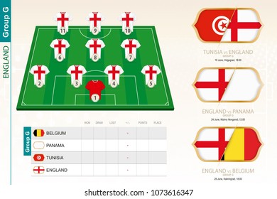 England football team infographic for football tournament. Vector illustration.