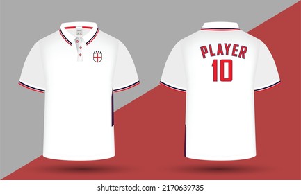 England Football team jersey Design along with the England flag and icon. Men's polo shirt design.