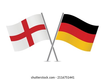 England and Germany flags. English and German flags, isolated on white background. Vector icon set. Vector illustration. 