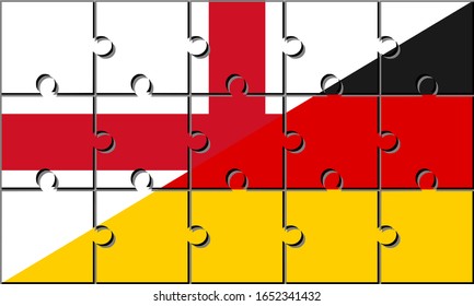 england and germany flags. jigsaw puzzle pieces