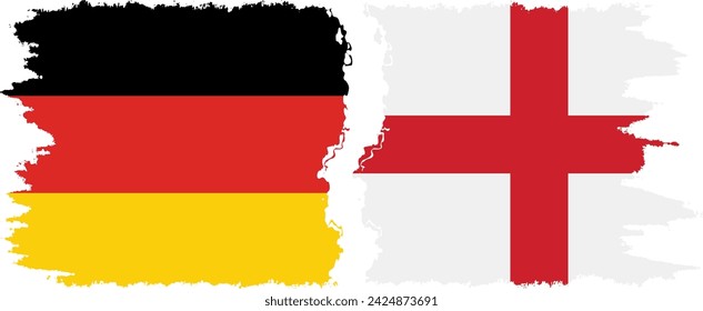 England and Germany grunge flags connection, vector