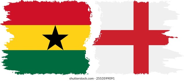 England and Ghana grunge flags connection, vector