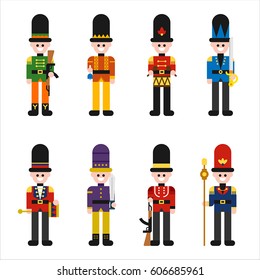 england Guards various uniforms character vector illustration flat design