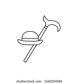 england hat and cane gentleman accessories vector illustration design