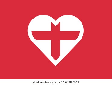 England heart shape love symbol national flag country emblem