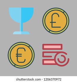england icon set. vector set about coin, cup and coins icons set.