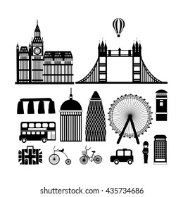 London Illustrated Map Vector Skyline Silhouette Stock Vector (Royalty ...