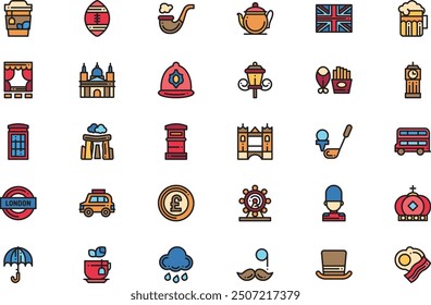 England icons collection is a vector illustration with editable stroke.