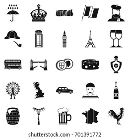 England icons set. Simple set of 25 england vector icons for web isolated on white background