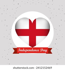 England Independence Day With Heart Emblem Design