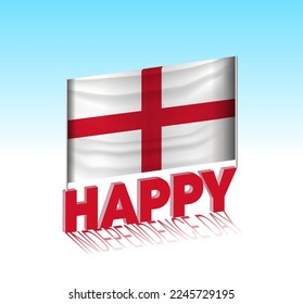 England independence day. Simple England flag and billboard in the sky. 3d lettering template. Ready special day design message.