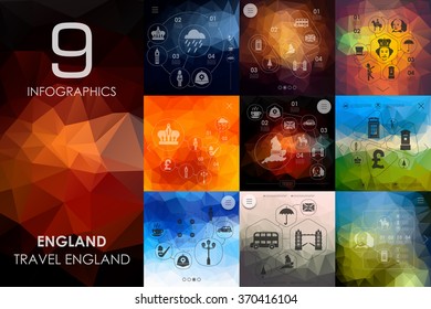 England infographic with unfocused background