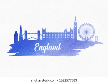 England Landmark Global Travel And Journey watercolor background. Vector Design Template.used for your advertisement, book, banner, template, travel business or presentation.