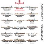 England largest cities skylines. Vector set