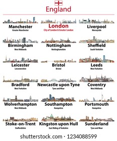 England largest cities skylines. Vector illustration