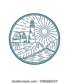 Faro de Inglaterra en diseño de vector de línea mono