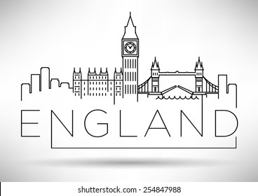 England Line Silhouette Typographic Design