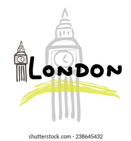 England London travel poster cartoon