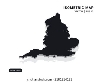 England map black on white background with 3d isometric vector illustration