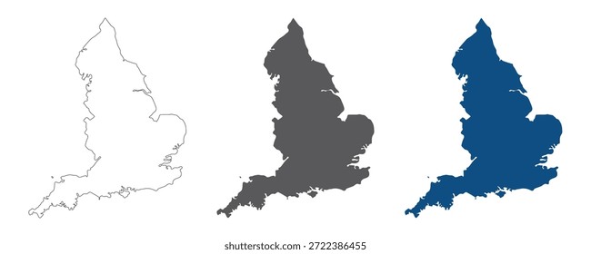 England map blank set. Map of England , great british plain map. 