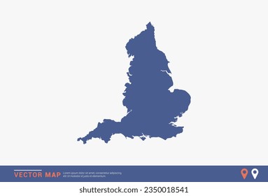 England Map - blue abstract style isolated on white background for infographic, design vector.