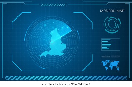 England Map Blue Digital Frame Technology Stock Vector (Royalty Free