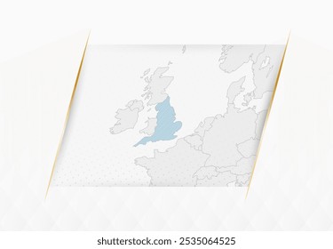 Mapa da Inglaterra em azul com sotaques moldados em ouro. Mapa Vetorial Moderno da Inglaterra. Ilustração de vetor.