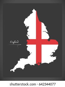 England map with English national flag illustration