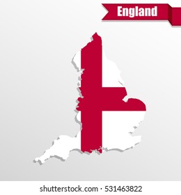 England map with flag inside and ribbon