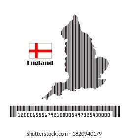 England map flag made bar code, vector illustration.