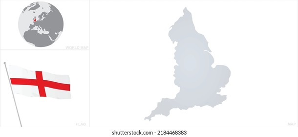 England  map and flag. vector 