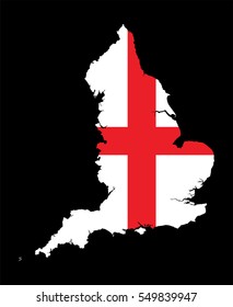 England Map with Flag Vector
