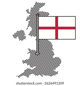 England map with flag. Vector illustration
