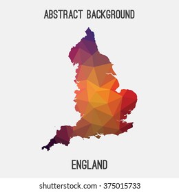 England map in geometric polygonal style.Abstract tessellation,modern design background. Vector illustration EPS8