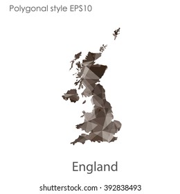 England map in geometric polygonal style.Abstract gems triangle,modern design background.