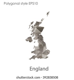 England map in geometric polygonal style.Abstract gems triangle,modern design background.