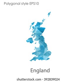 England map in geometric polygonal style.Abstract gems triangle,modern design background.
