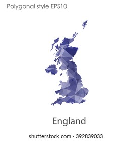 England map in geometric polygonal style.Abstract gems triangle,modern design background.