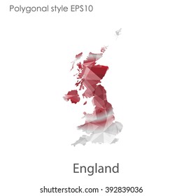 England map in geometric polygonal style.Abstract gems triangle,modern design background.