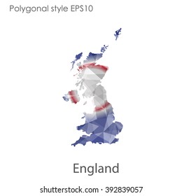 England map in geometric polygonal style.Abstract gems triangle,modern design background.