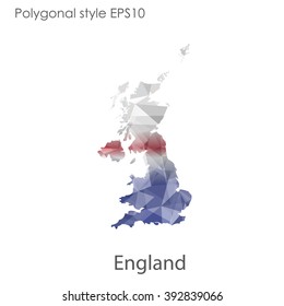 England map in geometric polygonal style.Abstract gems triangle,modern design background.