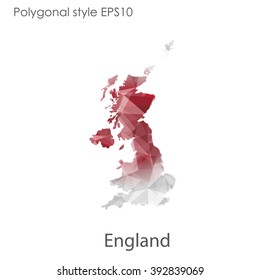 England map in geometric polygonal style.Abstract gems triangle,modern design background.