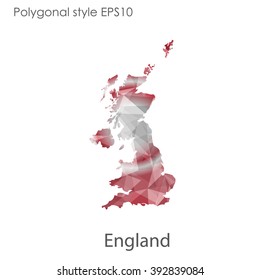 England map in geometric polygonal style.Abstract gems triangle,modern design background.