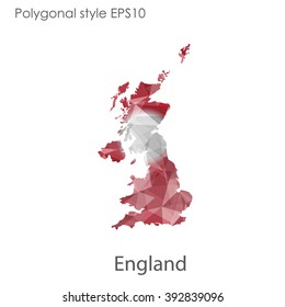 England map in geometric polygonal style.Abstract gems triangle,modern design background.