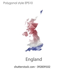England map in geometric polygonal style.Abstract gems triangle,modern design background.