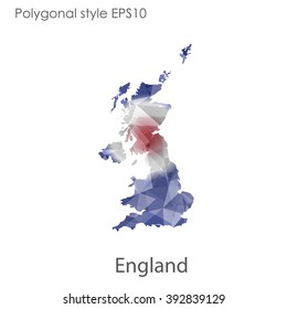 England map in geometric polygonal style.Abstract gems triangle,modern design background.